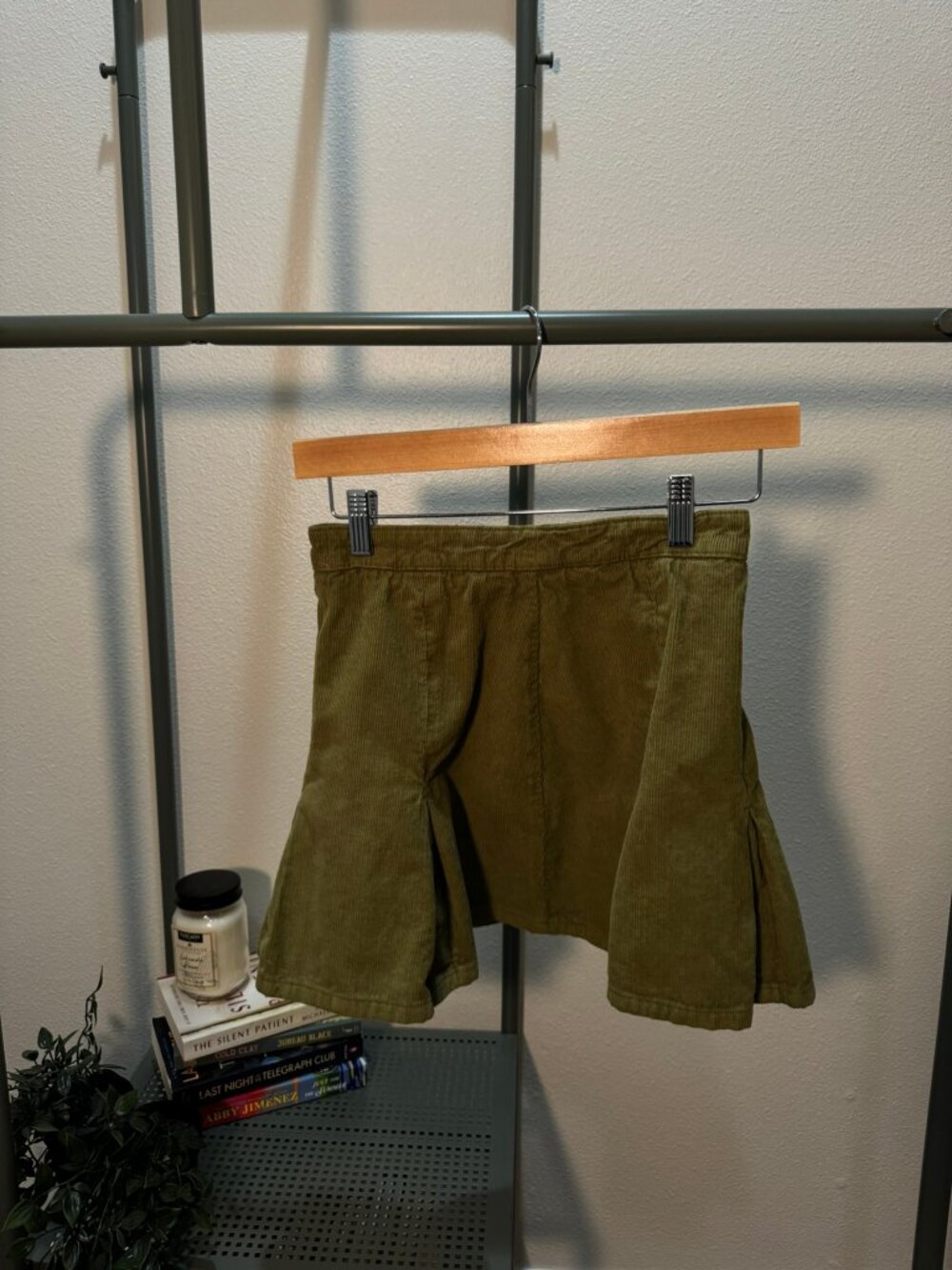 Urban Outfitters Green Corduroy Pleated Skirt
